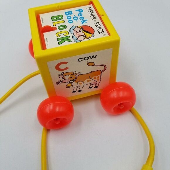 Vintage Fisher Price Peek-a-Boo Block in box 1970-1979 FP Pull Toy - Picture 5 of 7